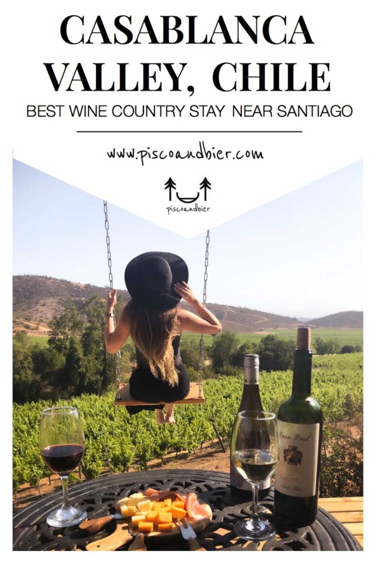 Casablanca Valley in Chile. Wine region near Santiago. Chile wine country boutique hotel Casa Columpio in Valle de Casablanca, Chile.