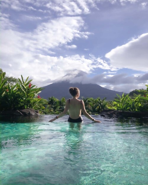El Arenal volcano view from The Springs Resort Arenal Hot Springs in La Fortuna, Costa Rica