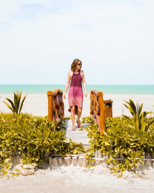 Caribbean paradise in Holbox, Mexico with white sand beaches and turquoise water