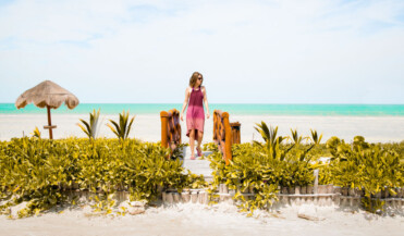 Caribbean paradise in Holbox, Mexico with white sand beaches and turquoise water