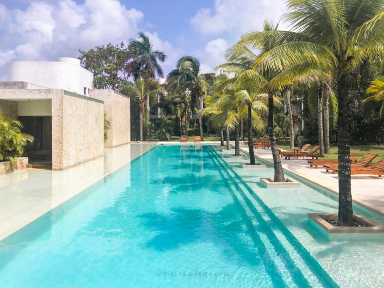 White Luxury Condo Tulum lap pool 30 meter