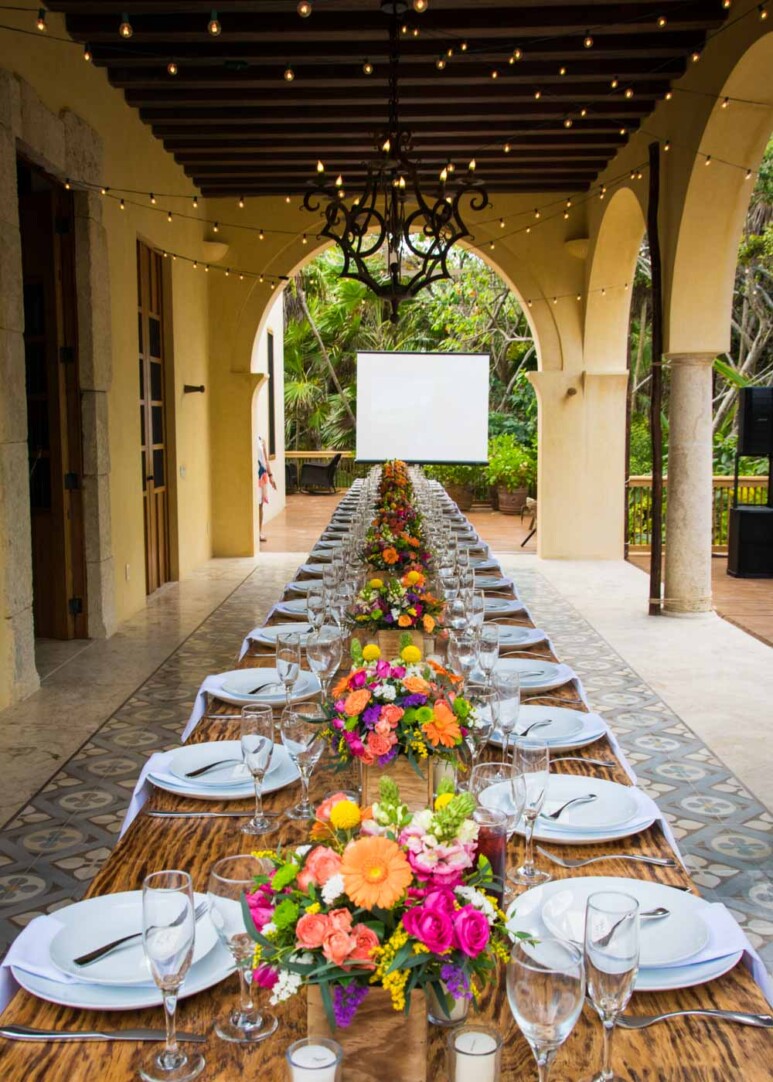 Dinner table at Tulum wedding venue at private villa in Sian Ka'an