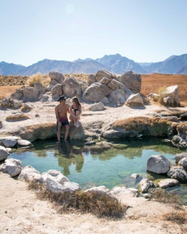 Heart shaped Wild Willy's Hot Springs in Mammoth California