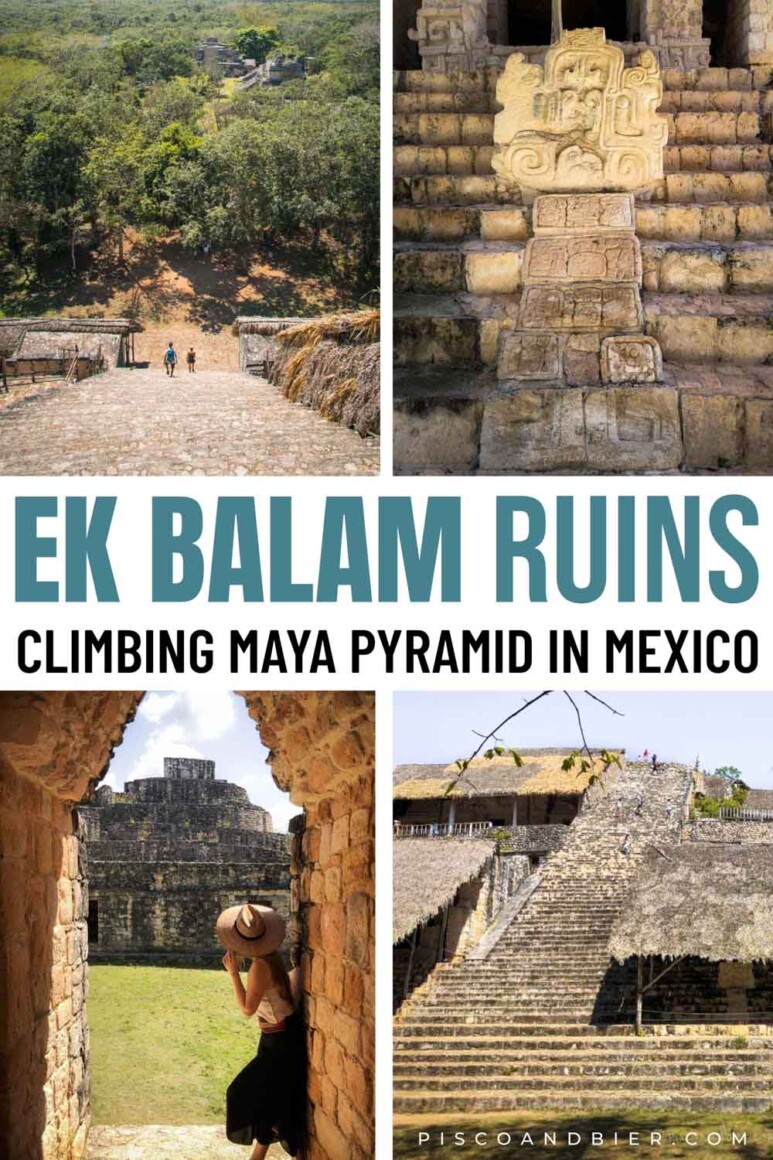 Climbing the Ek Balam Ruins in Mexico and swimming in Ek Balam Cenote "Cenote Xcanche". Photos, entrance fees, hours and tours to Ek Balam, Mexico.