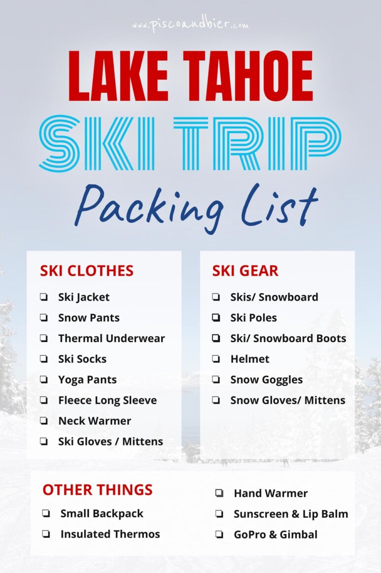 tahoe trip packing list