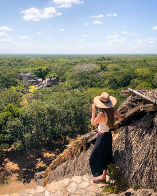 On top of the pyramid at Ek Balam Ruins Mexico